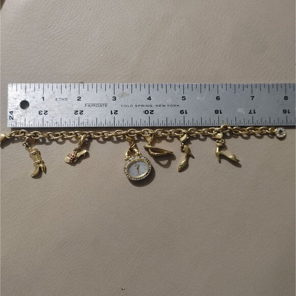 Citizen Watch Charm Bracelet Shoes Silhouette Eco Drive Gold Tone MCM Untested - Picture 4 of 16